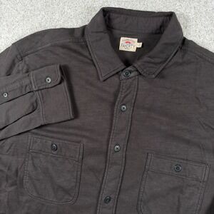 Faherty Button Down Shirt Mens L Brown Organic Cotton Jersey Long Sleeve Pocket